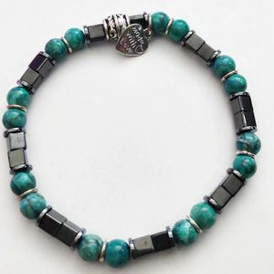 7" - Turquoise and Magnetic Hematite