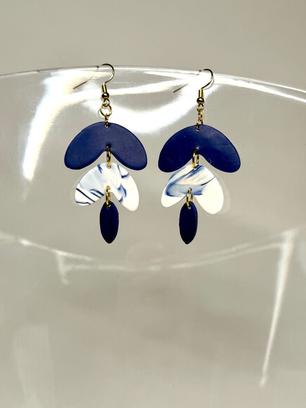Cascading Clay Earrings – Navy Blue