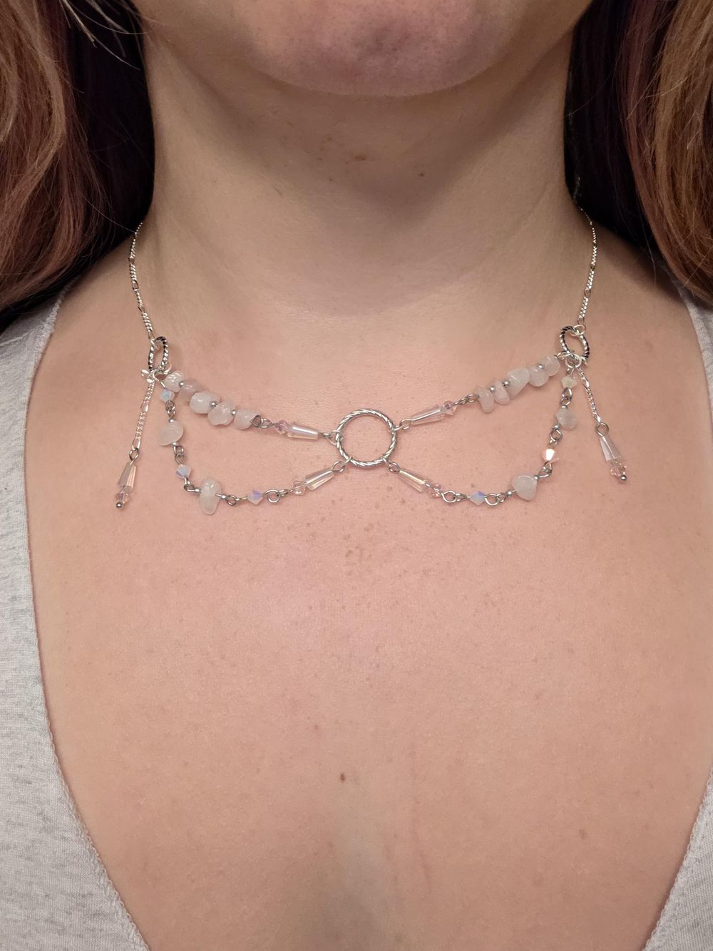 Rose Quartz drape necklace
