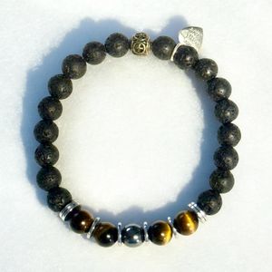 8.5" - Golden Tiger’s Eye and Lava Stone
