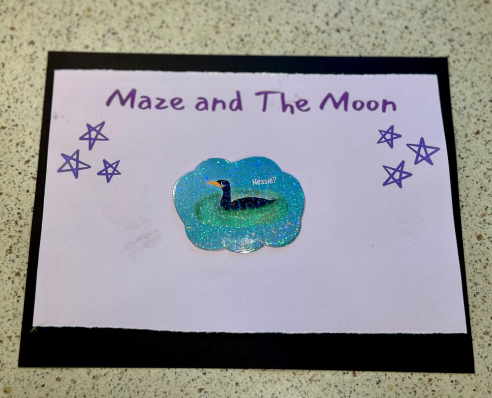 Nessie the mystical cormorant holographic sticker