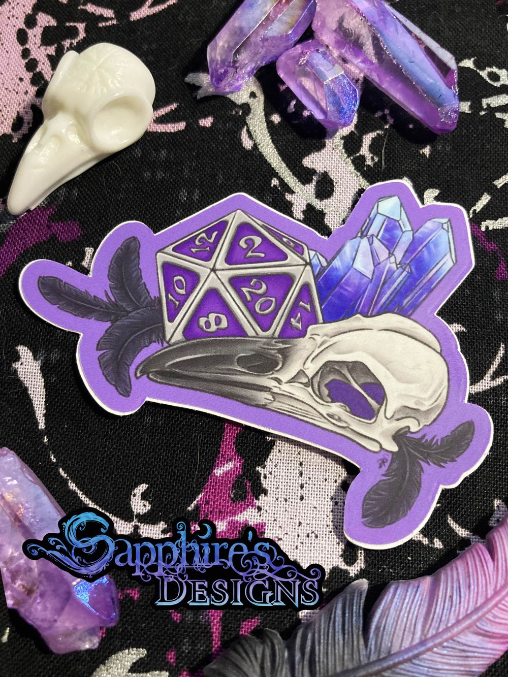 Sticker - Raven Skull D20