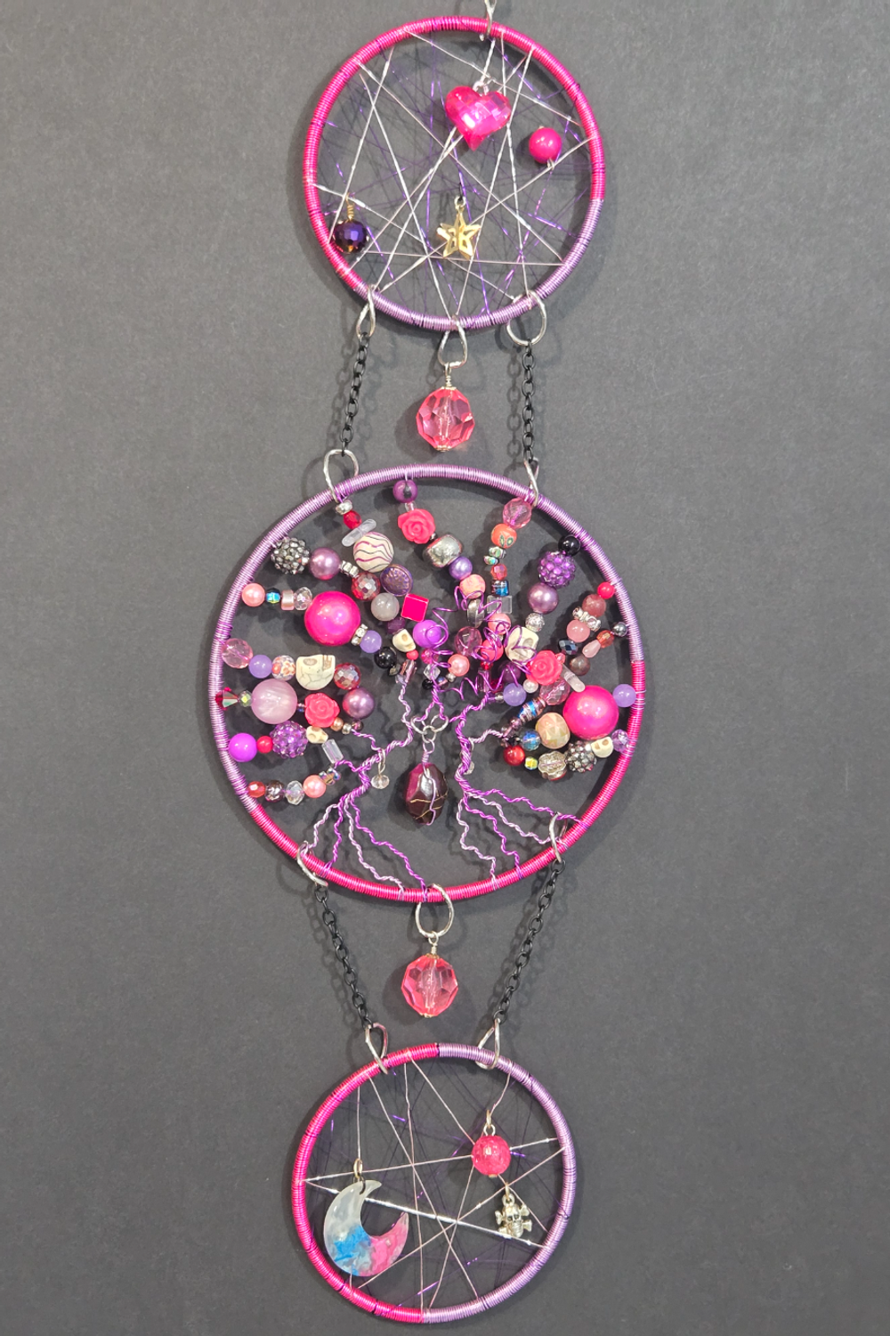 Tree of Life Suncatcher - Pink Skulls