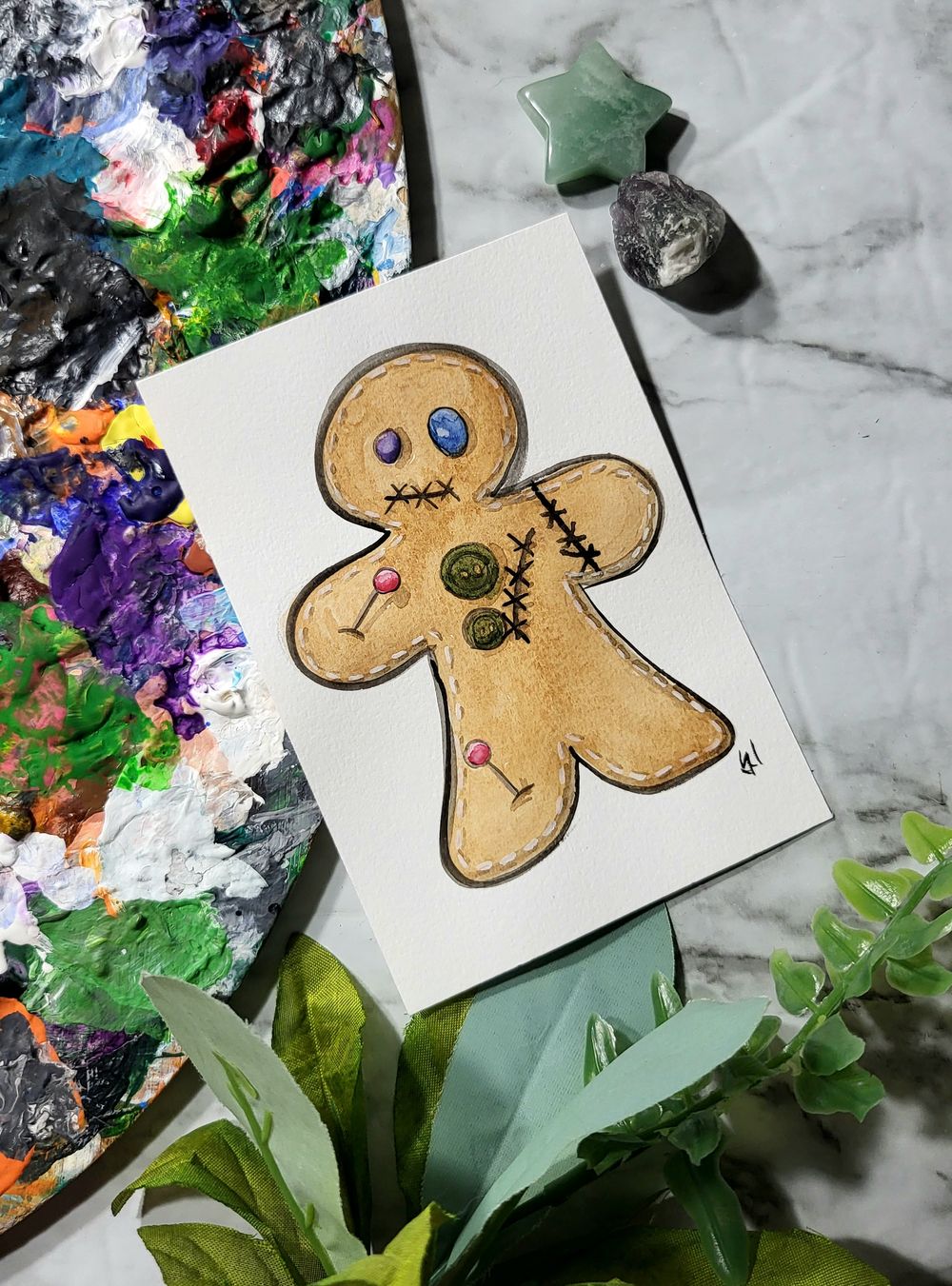 Original Painting - Ginger Bread Voodoo Man - Watercolor on Paper 