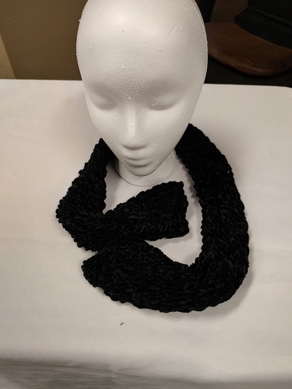 Handmade Black Chenille Tube Scarf