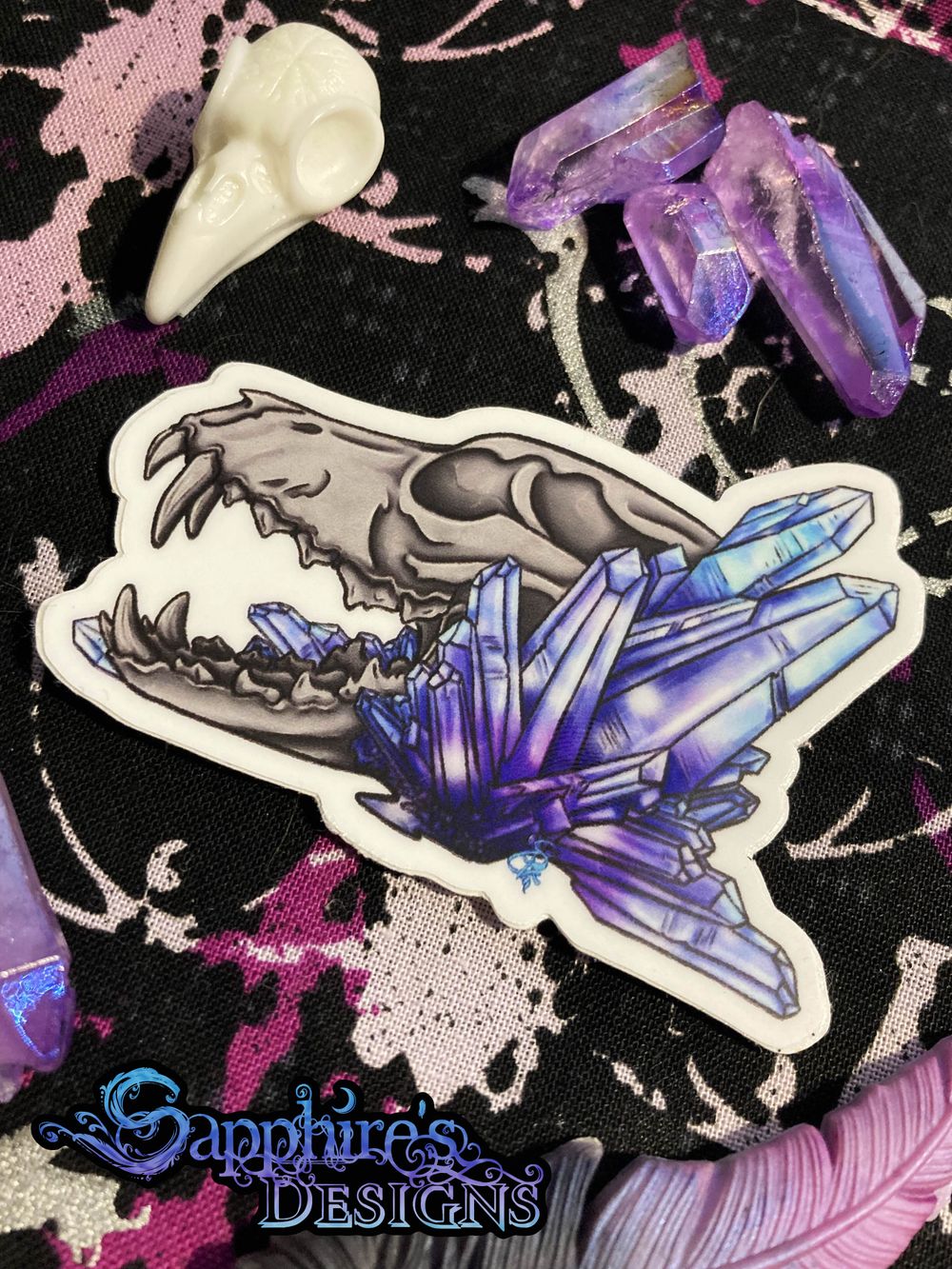 Sticker - Wolf Skull and Crystals