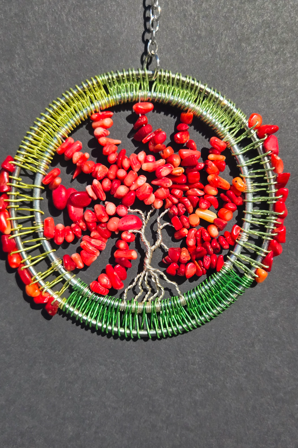 Red Coral Tree of Life Suncatcher