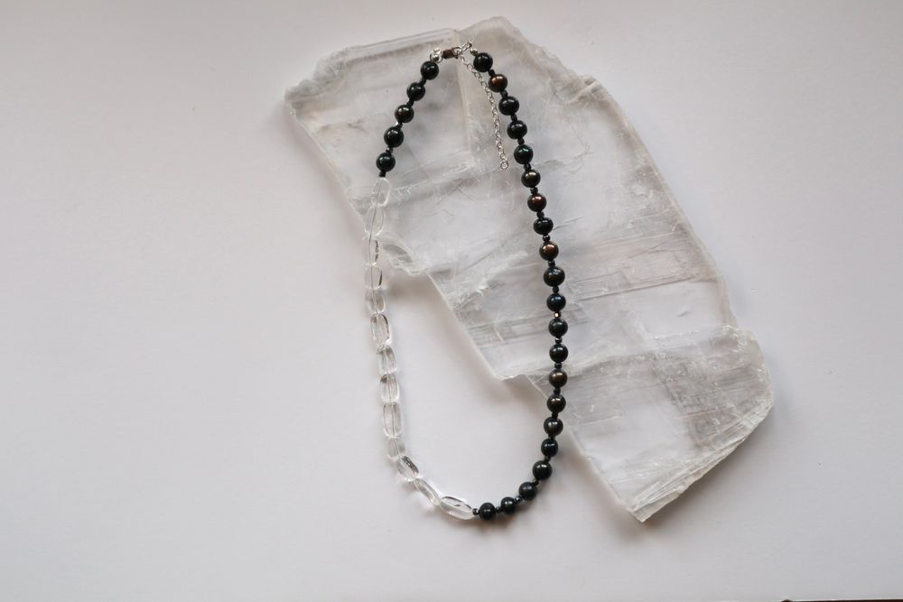 Tashira - Quartz, Hematite & Peacock Pearl Necklace