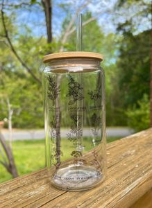 Herbs for Reproductive Freedom Glass Can with Bamboo Lid and Straw