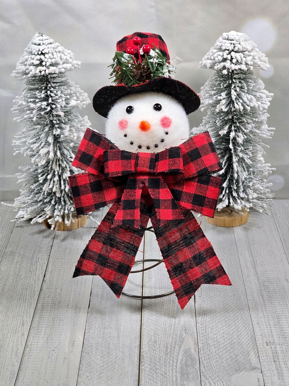 Rustic Snowman Tree Topper – Repurposed Bedspring, Handmade Holiday & Winter Table Decor