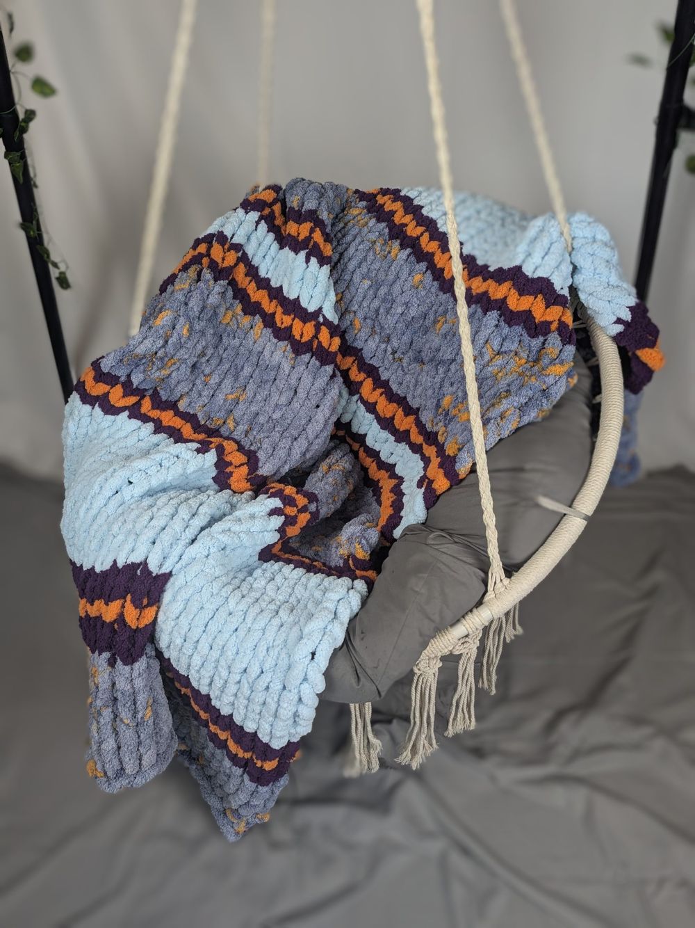 Blue Skies & Blackberry Pies - Hand-Knit Blanket - A Cozy Slice of Happiness
