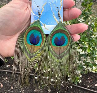 Larger sized feathers with antique gold/bronze colored metal hooks