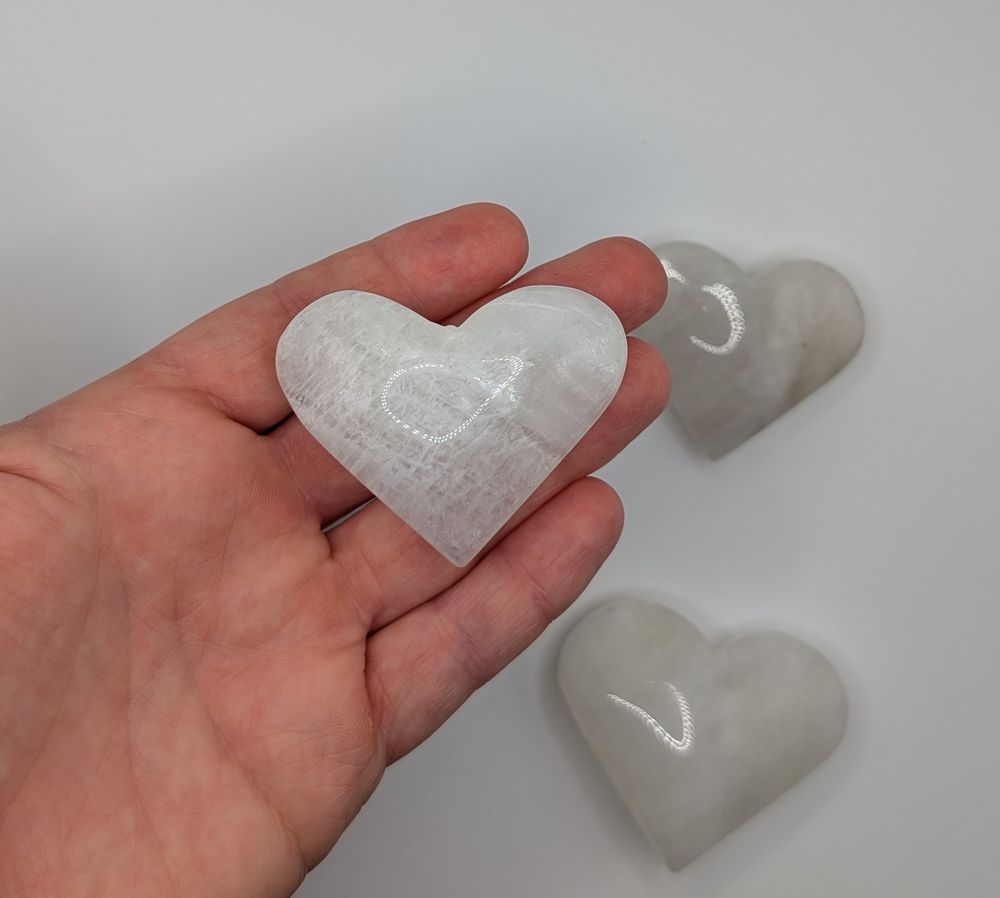 White Moonstone Crystal Heart