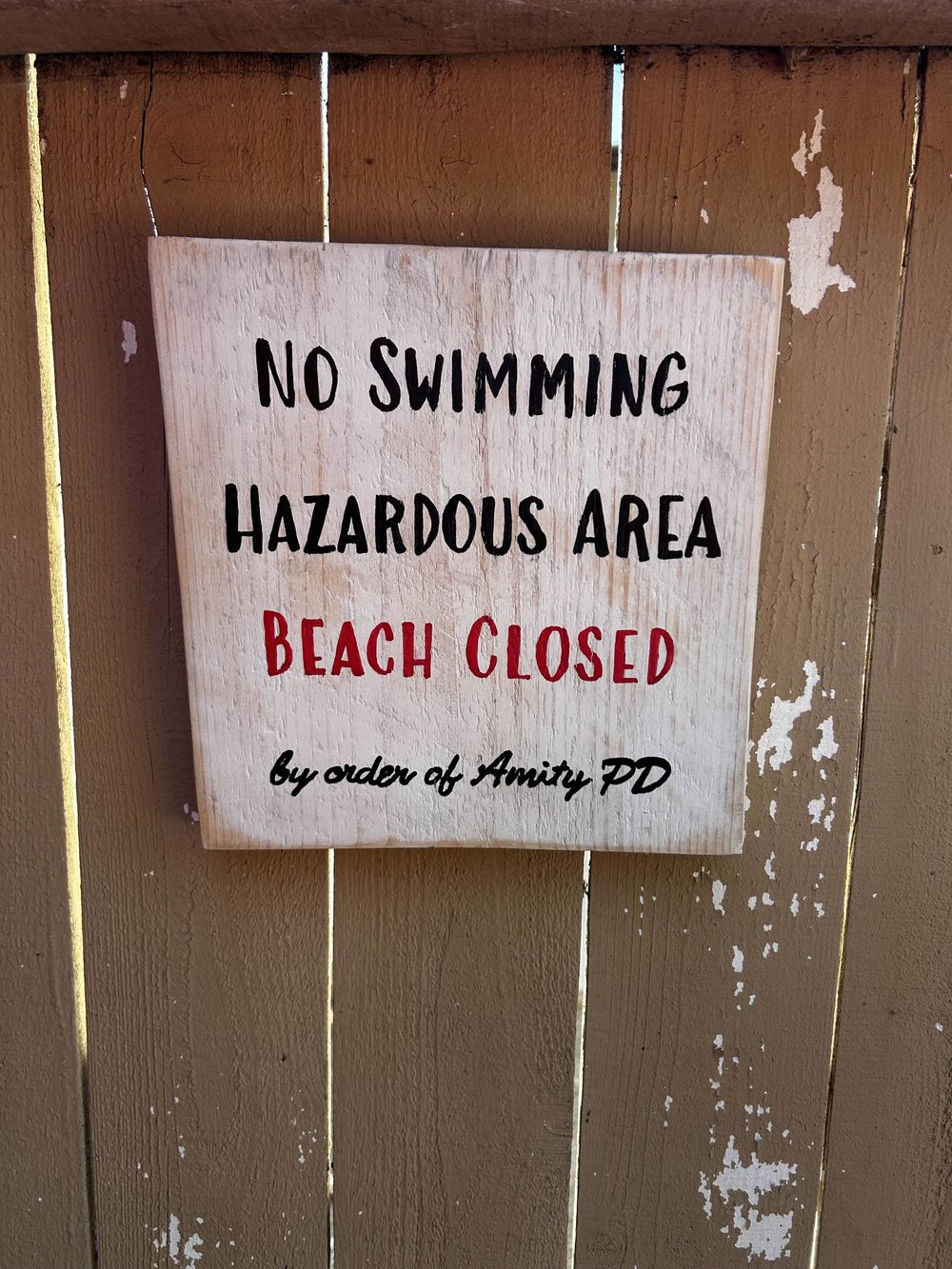 No Swimming Wooden Sign 