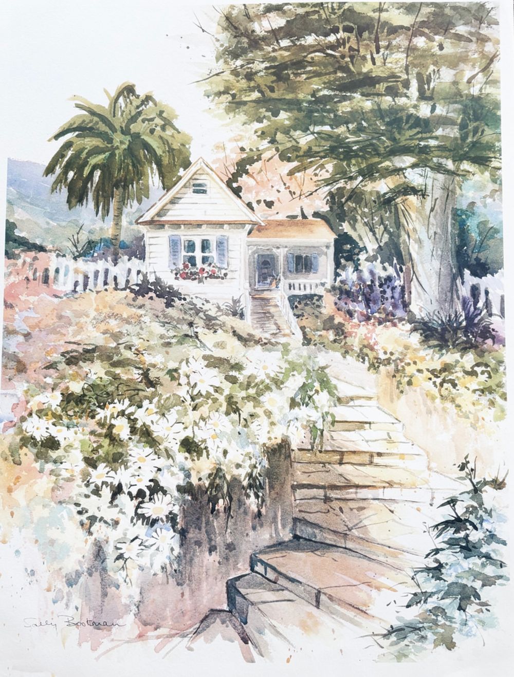 Daisy Cottage – Lithographic Print – 21x16 Inches
