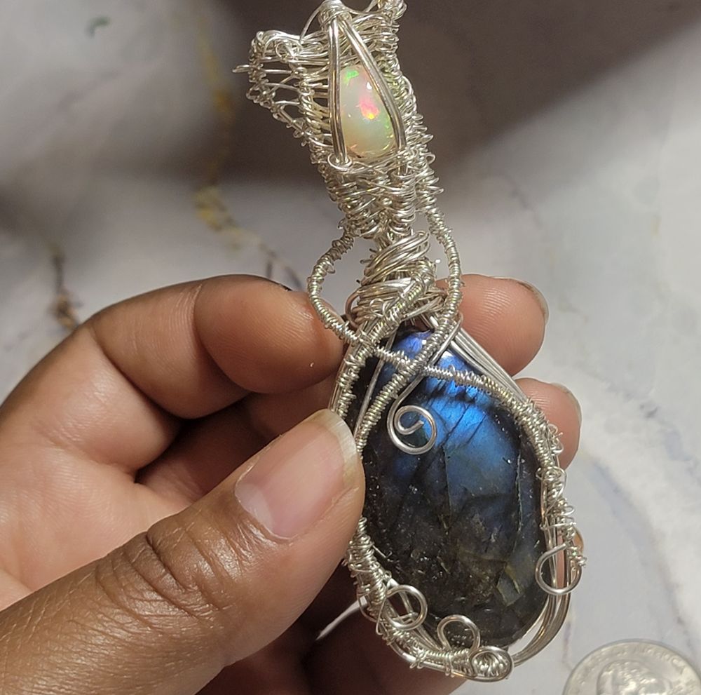 Labradorite with Ethiopian opal