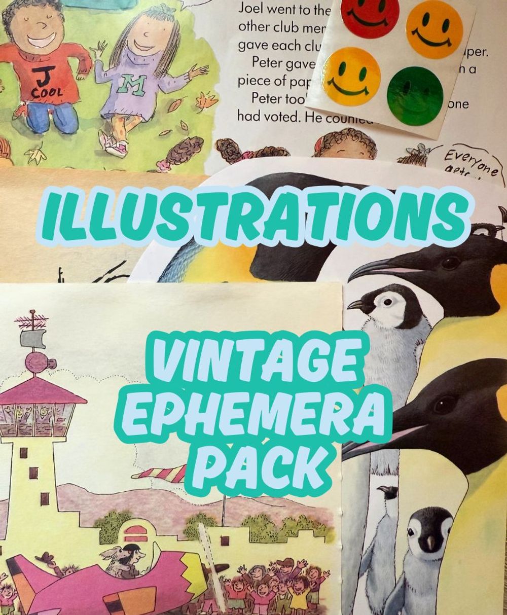 Vintage ILLUSTRATIONS Ephemera Starter Pack: 1920's - Y2K Junk Journal Kit