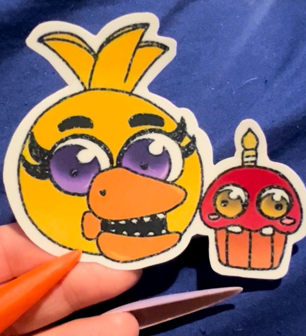 FNAF Fazgang Chibi Crayon Head Waterproof Sticker (Chica)