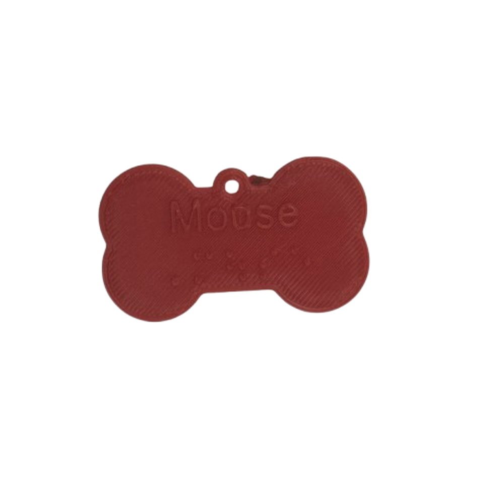 Print and Braille Dogbone Dog Tag
