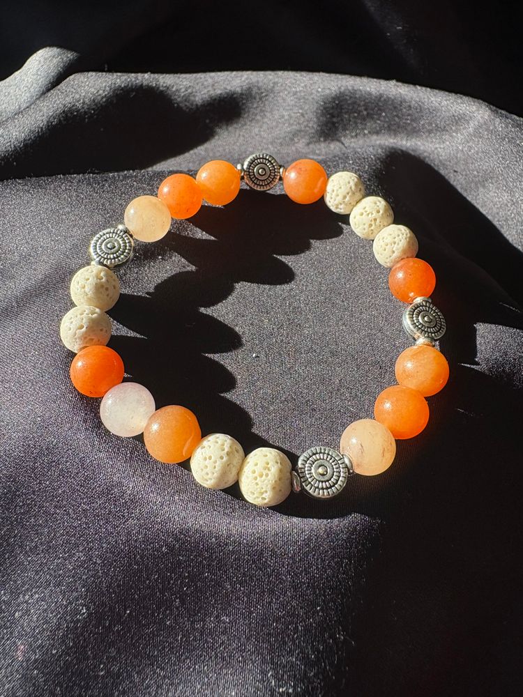 Diffuser Bracelet with Essential Oil Blend - Carnelian, Rose Quartz & Lava - Medium