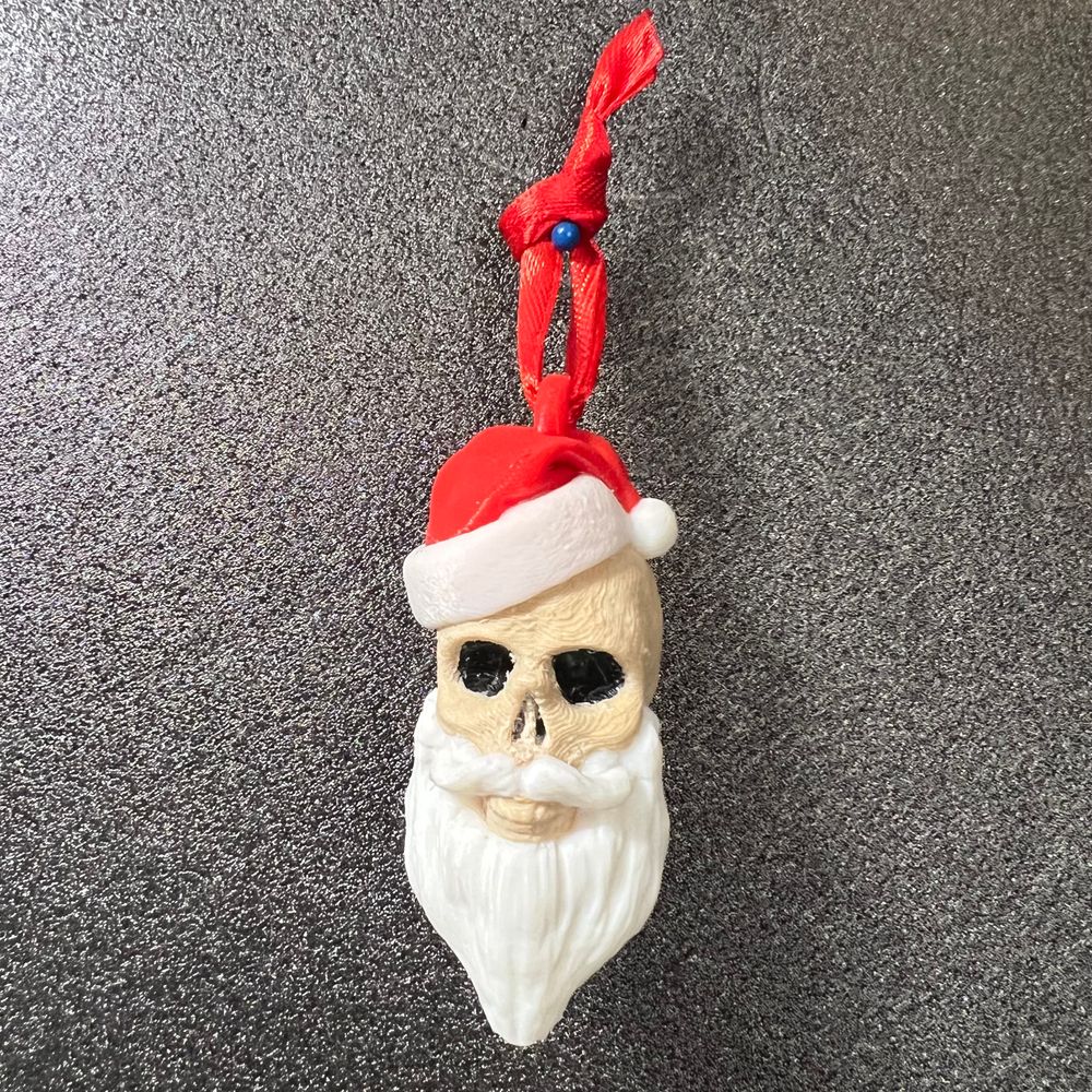Multicolor Santa Skull Ornament