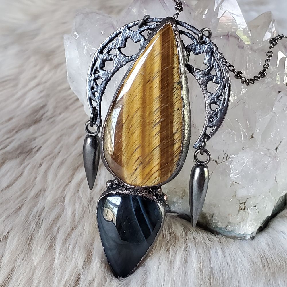 Fierce Courage - Yellow and Blue Tigers Eye Copper Electrofo...