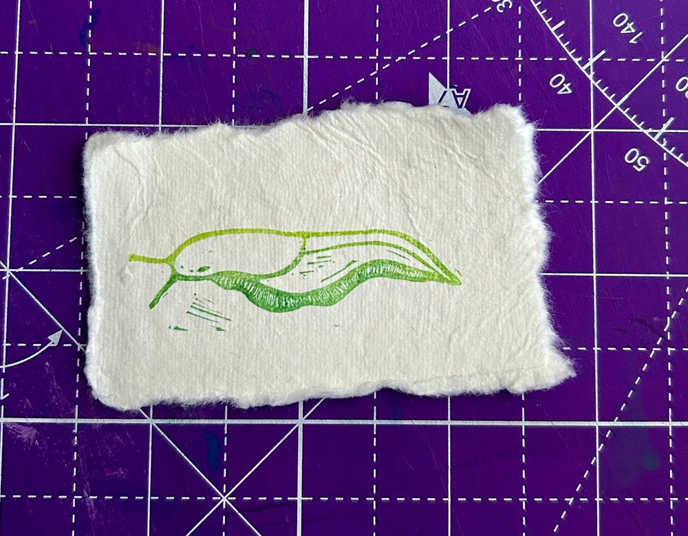 Banana slug hand carved rubber stamp