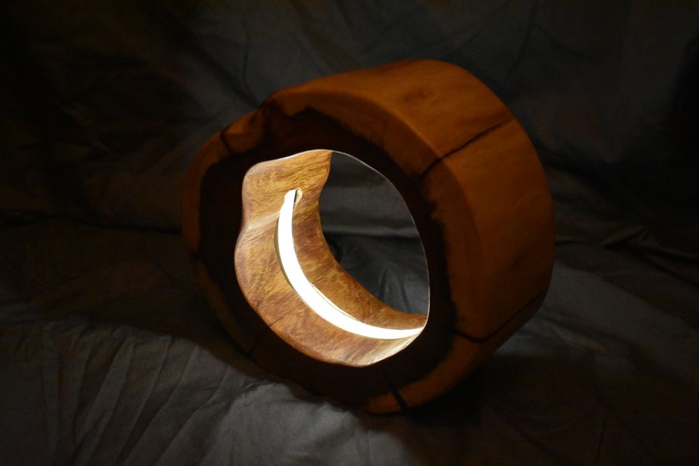 Wood LED Lamp w/ Red Epoxy