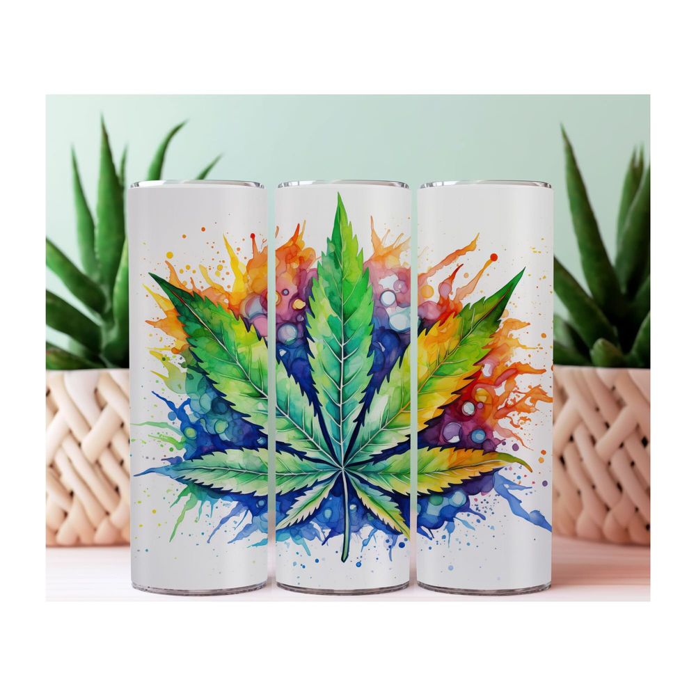 Marijuana Leaf 20 oz Tumbler, Rainbow, MJ, Dispensary worker...