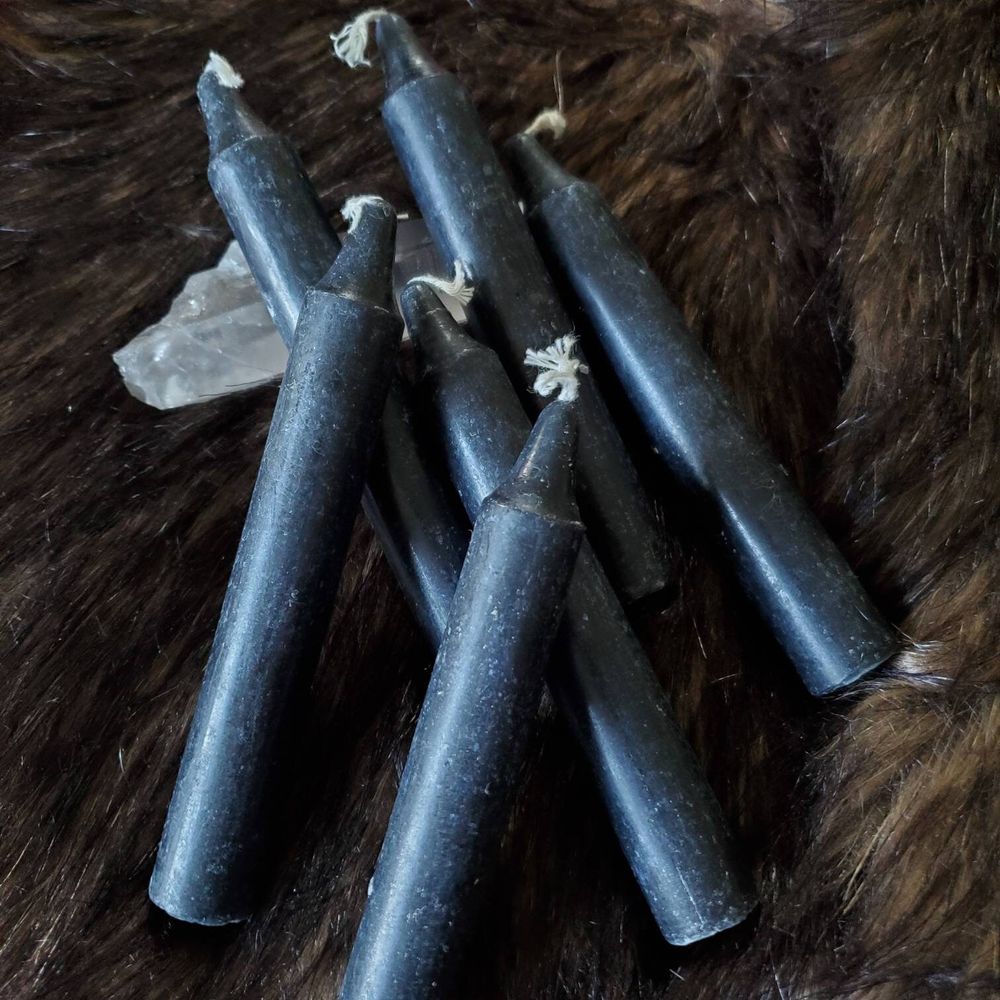 Black 5" Taper Candles for Spellwork