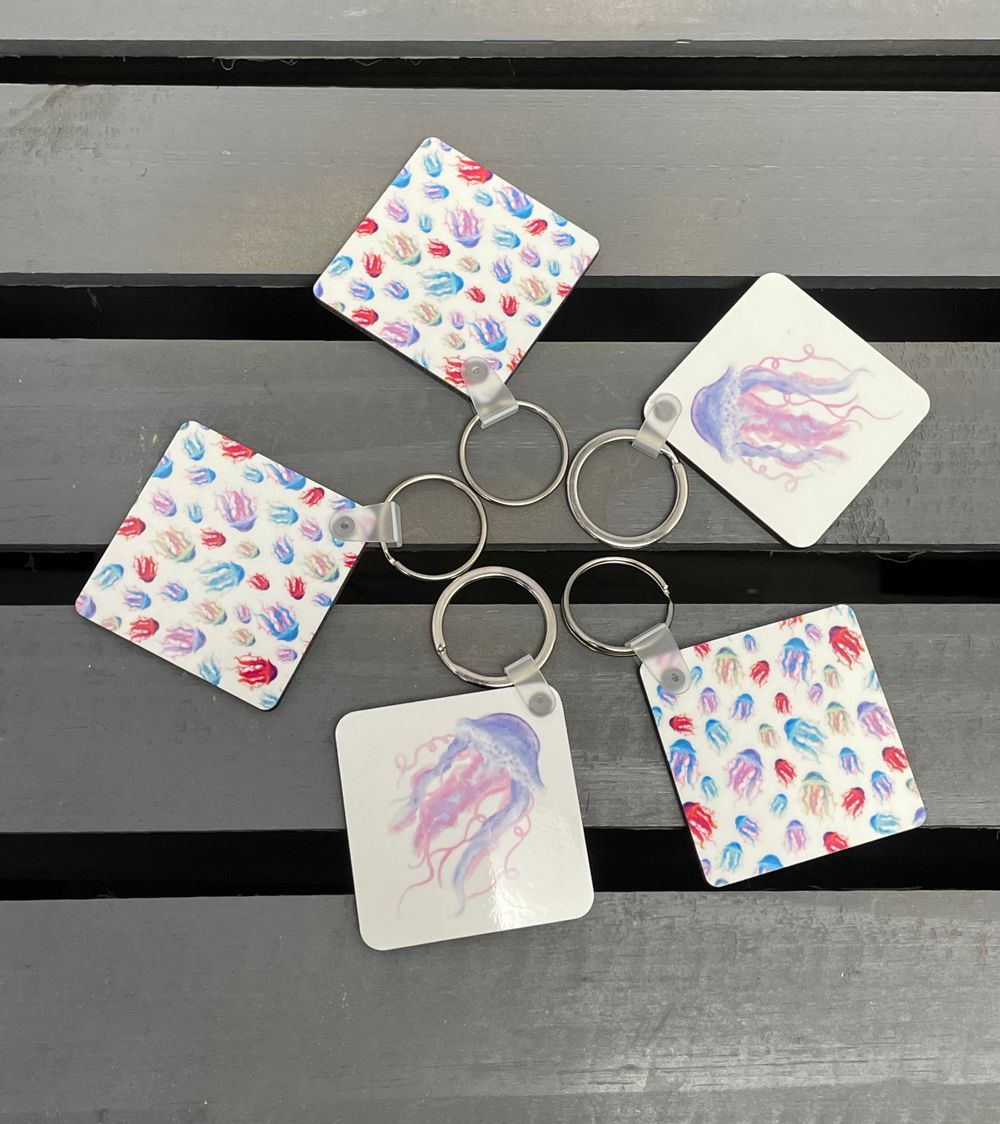 Watercolor Jellyfish Keychains
