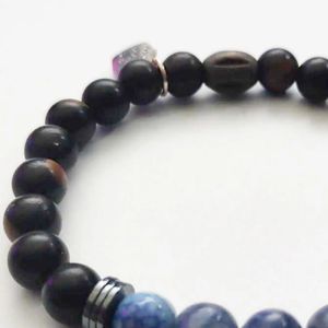 7" - Tiger Ebony Wood, Hematite and Sodalite beads