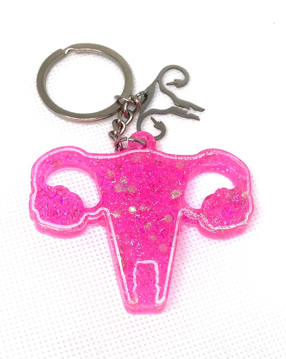 Keychain - uterus, pink glitter
