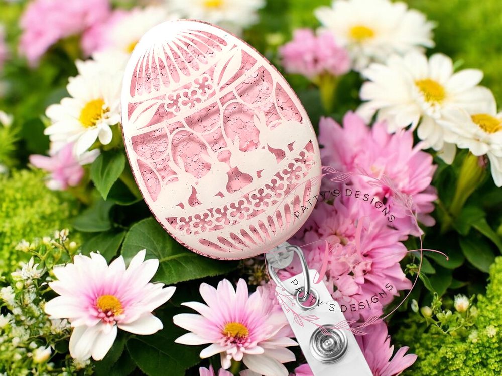 Easter Bunny Easter Egg-Pink, Badge Reel, Badge Holder, ID H...