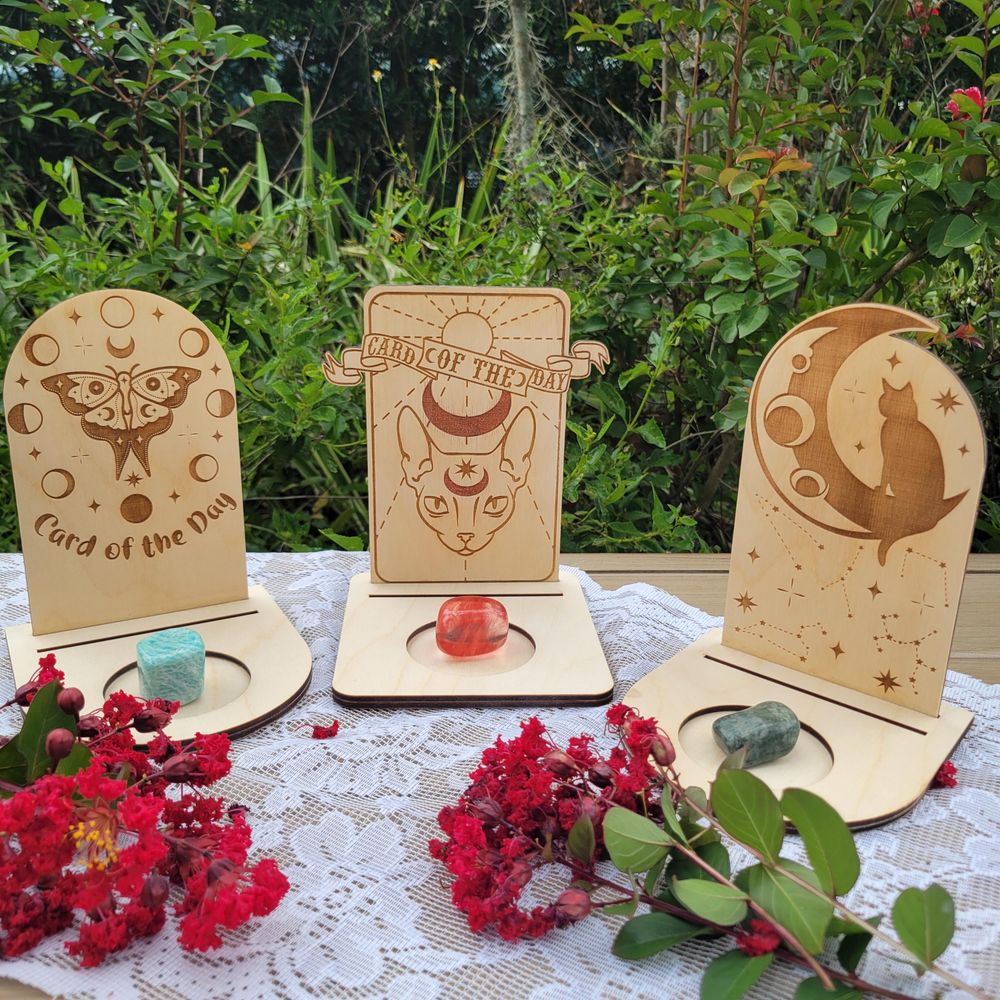 Single Card Tarot Display with Tea Light or Crystal Holder