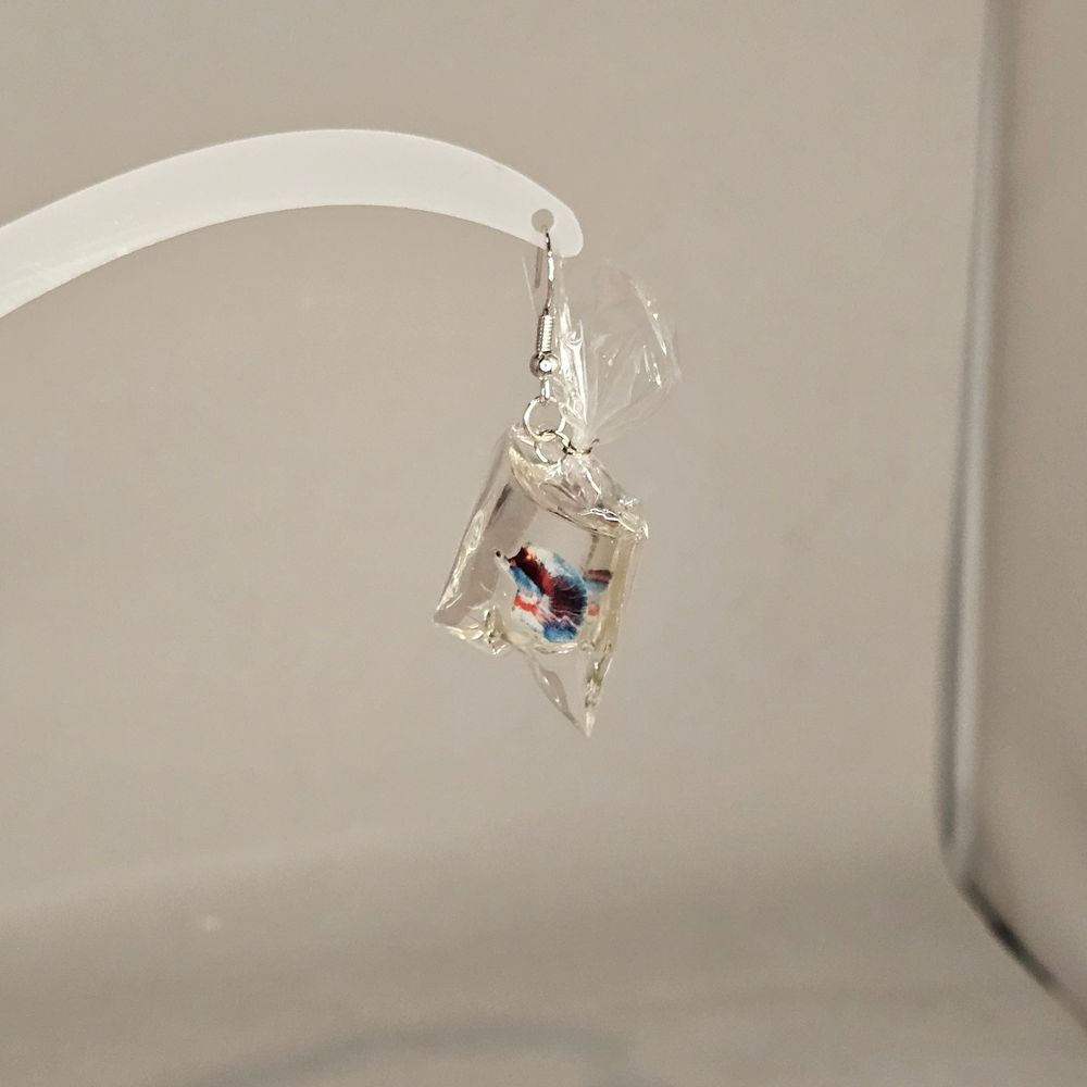 Item #239 Fish in a Bag Earring