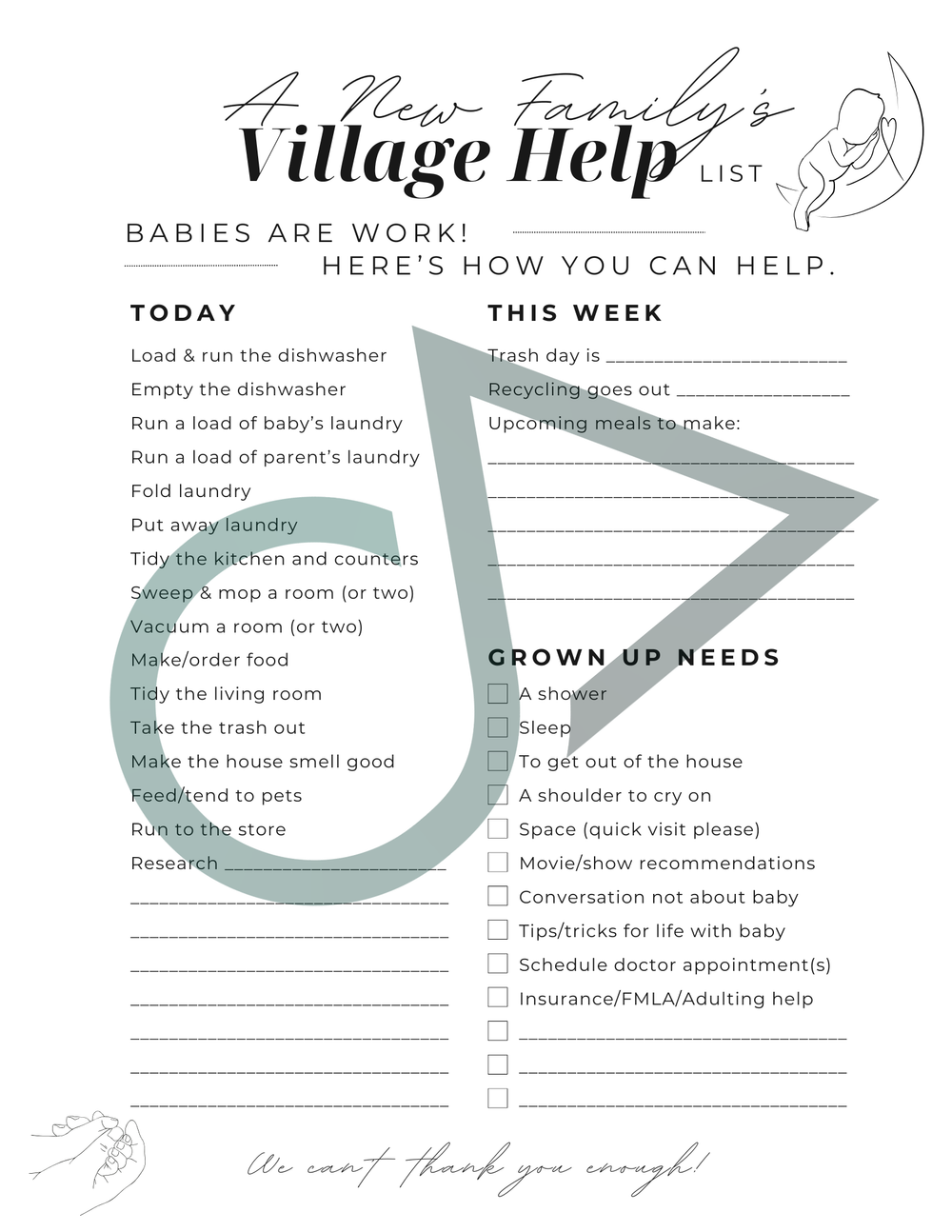 New Family's Village Help List