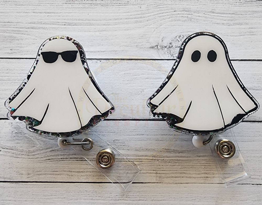 Sheet Ghost Badge Reel, Halloween badge holder, Seasonal bad...
