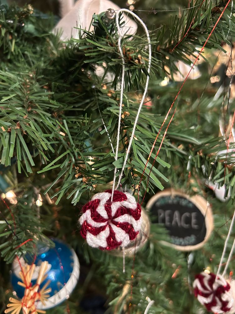 Crochet peppermint ornaments 