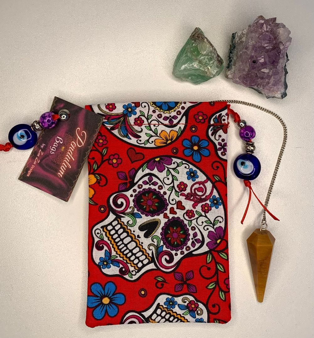 Red Sugar Skull Pendulum Bag