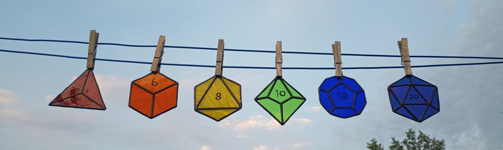 Hanging Stained Glass DND Dice Set 