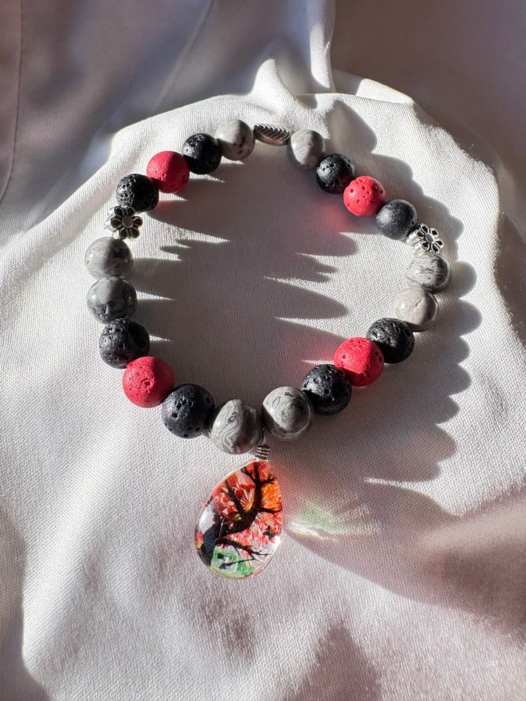 Diffuser Bracelet with Essential Oil Blend - Jasper & Lava - Medium