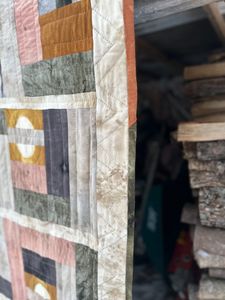 A close up of quilting detail