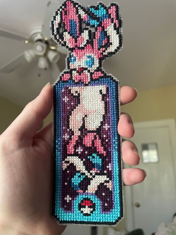 Sylveon Cross Stitched Bookmark