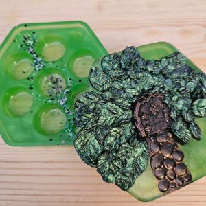 Clay door and leaves 