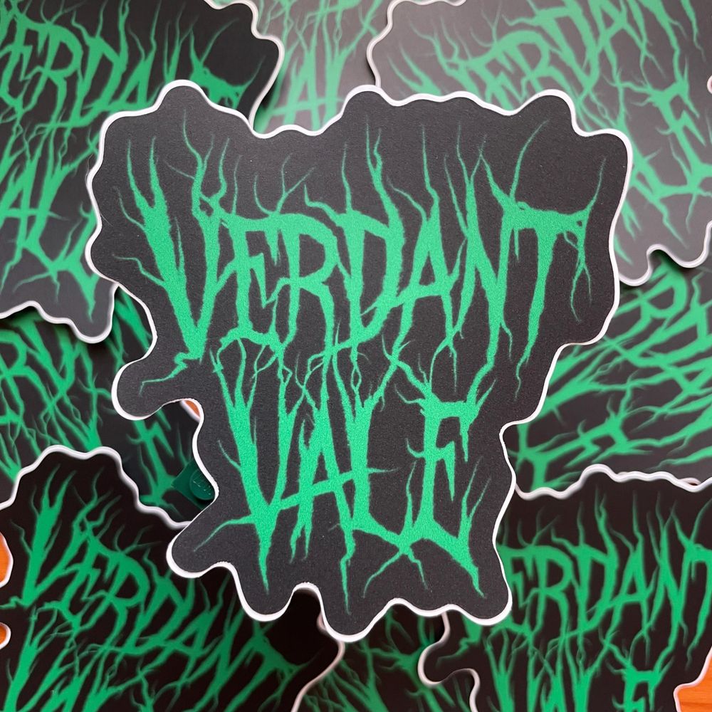 Verdant Vale Art Metal Logo Sticker - Weatherproof Matte Vin...