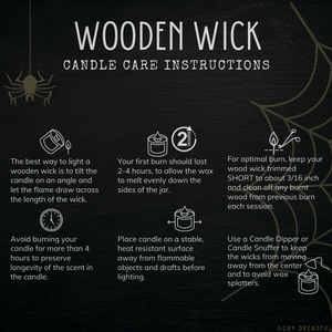 Wooden Wick Candle by Gory Dreadful Candle Co