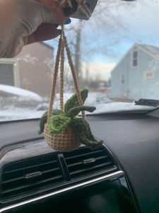 Tan pot with 3 tones of green leaves