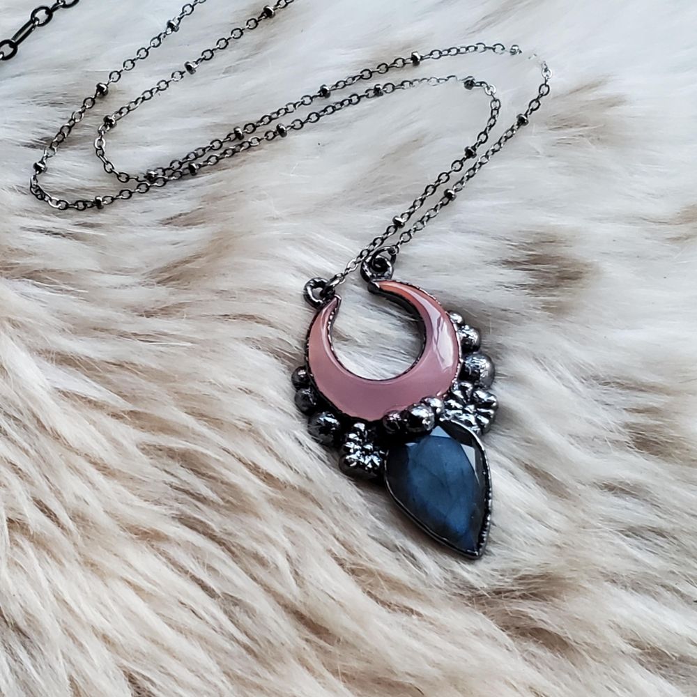 Lunar Oracle - Chalcedony and Labradorite Copper Electroform...