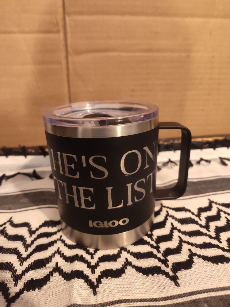 13.5oz He's on the list insulated mug